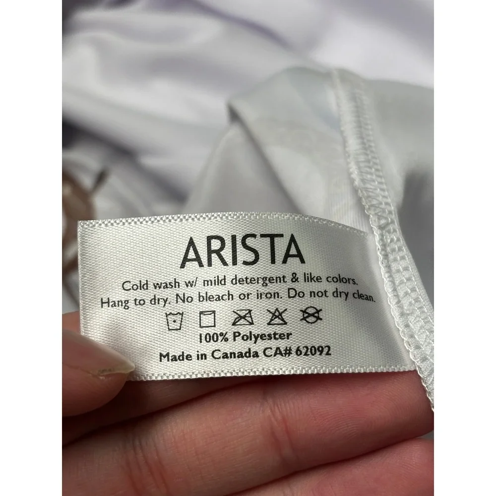 NWT Arista Equestrian Lucky Shirt White Horseshoe Print Zip Polo Top Womens L - Picture 5 of 8